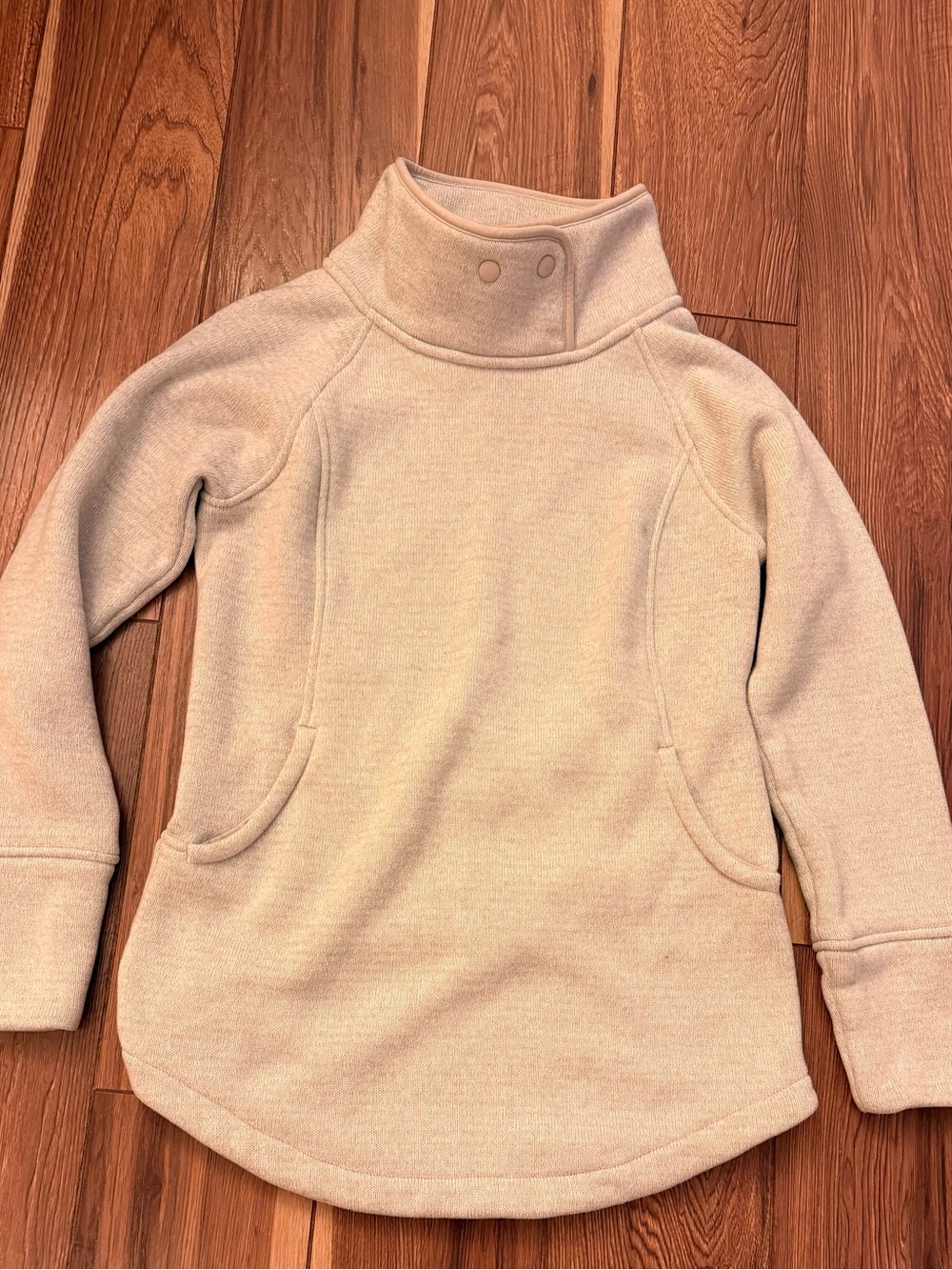 Prana Cream Funnel-Neck Snap Pullover